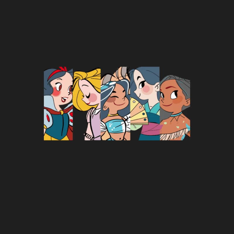 Fünf Cartoon-Prinzessinnen in einem Farbstreifen Herren Tanktops