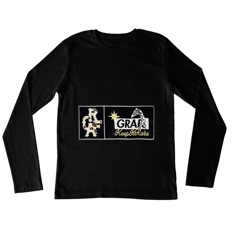 Grafik Design mit Giraffe und Stern Damen Langarm T-Shirt