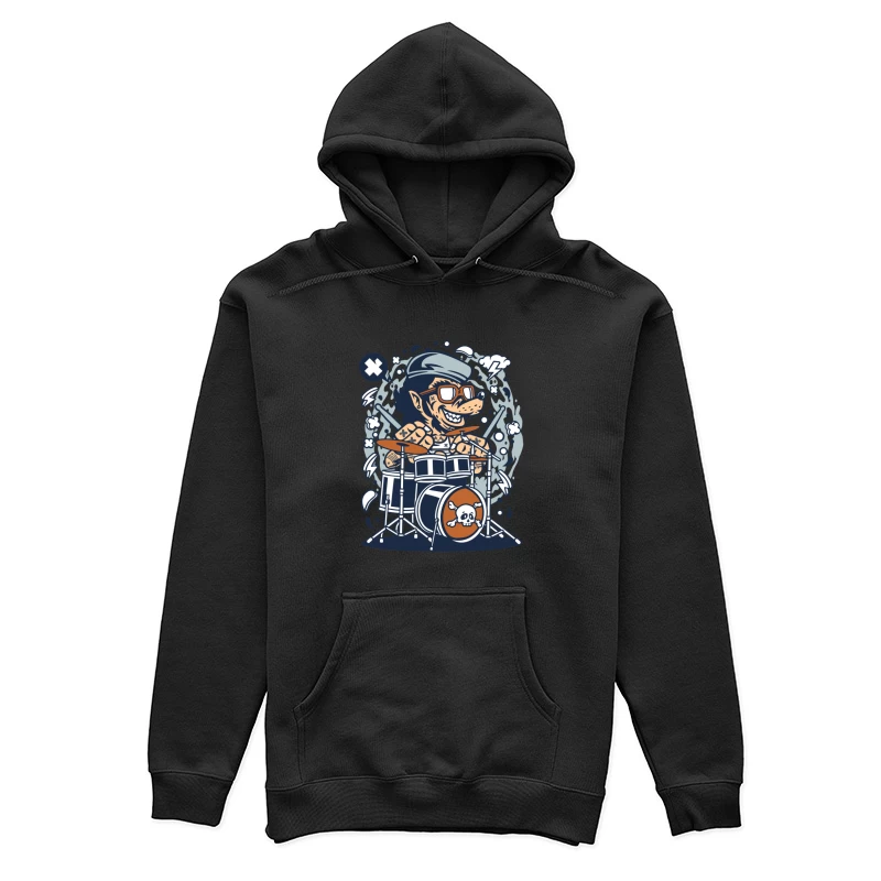 Batteur rock cartoon avec lunettes Femme Sweat à capuche