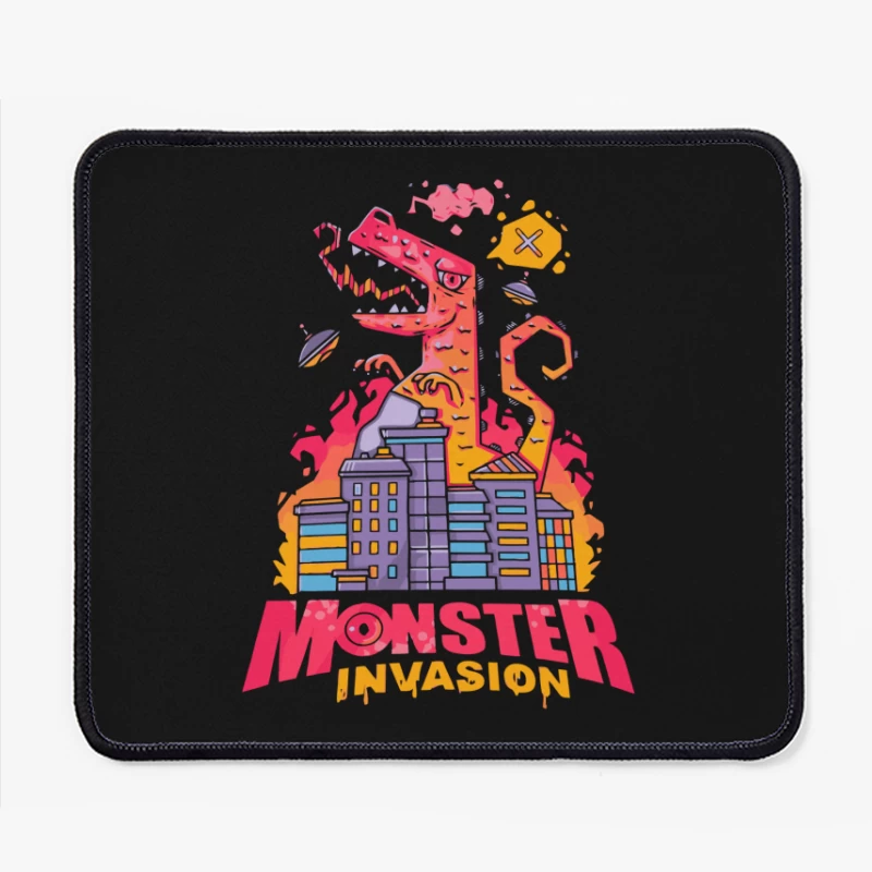 Monster Invasion: A Colorful Cartoon Illustration Mouse Pad