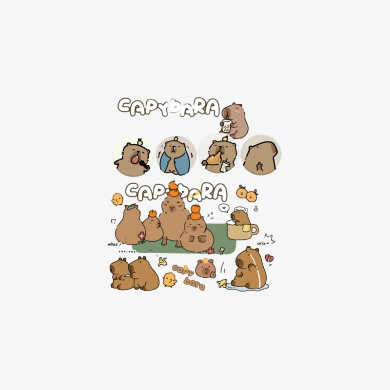Süße Capybara-Karikaturen Herren Langarm T-Shirt
