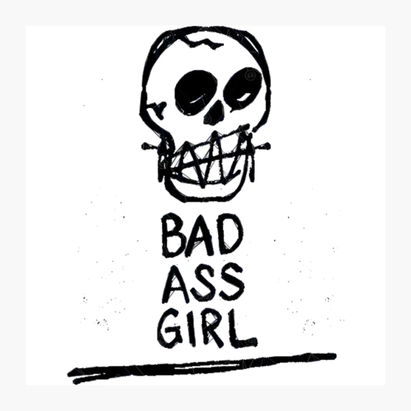 Bad Ass Girl PunkSkullGraphic Tee - original design Pin