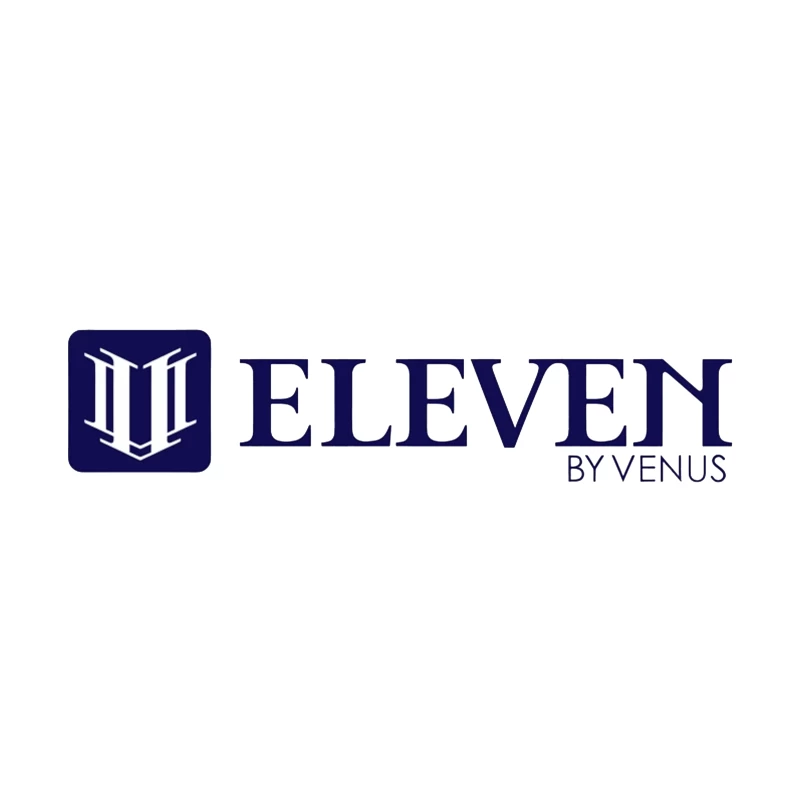 Modern Navy Blue Eleven by Venus Logo Design Desk Mat