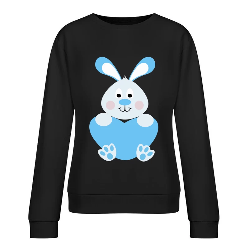 Lapin Bleu avec Coeur Femme Sweat-shirt à enfiler