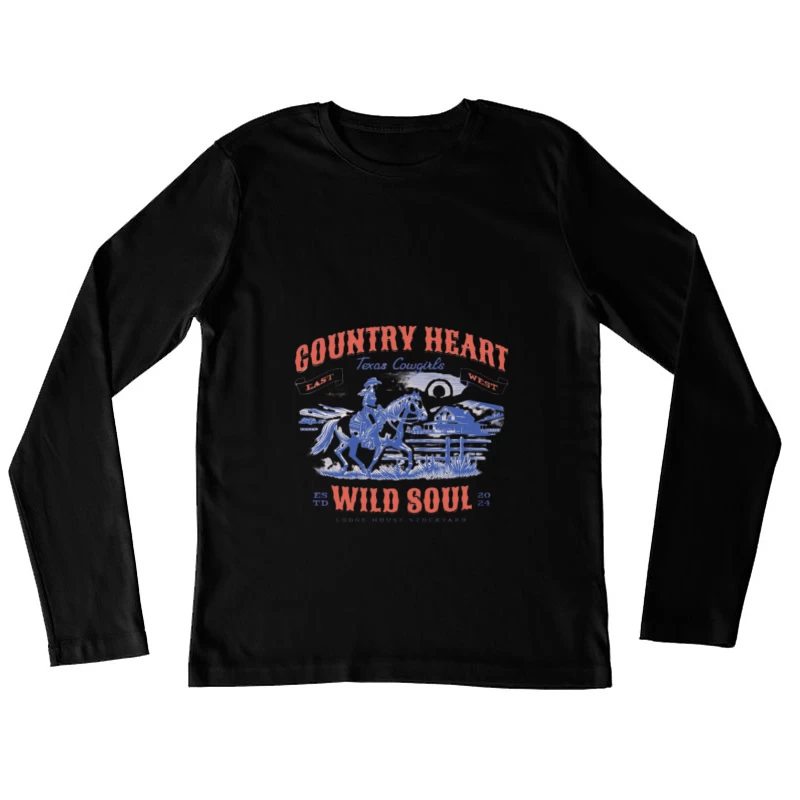 Cowboy mit Wildem Herz Damen Langarm T-Shirt