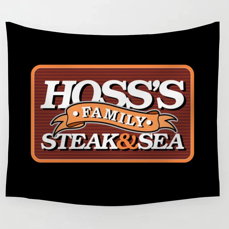 Hoss's Family Steak & Sea Restaurant Vintage Logo Design Tapestry