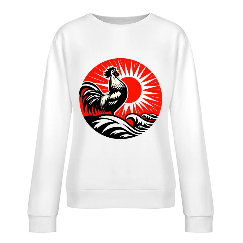 Rooster in Sunrise Female Pullover Sweatshirt