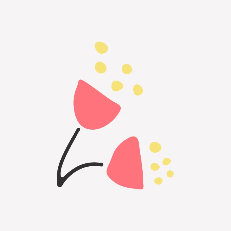 Fleurs stylisées avec points jaunes Femme T-Shirt