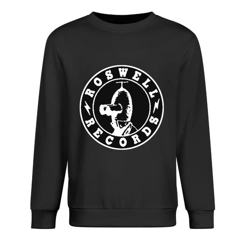 Roswell Records Black and White Circular Logo Male Pullover Sweatshirt