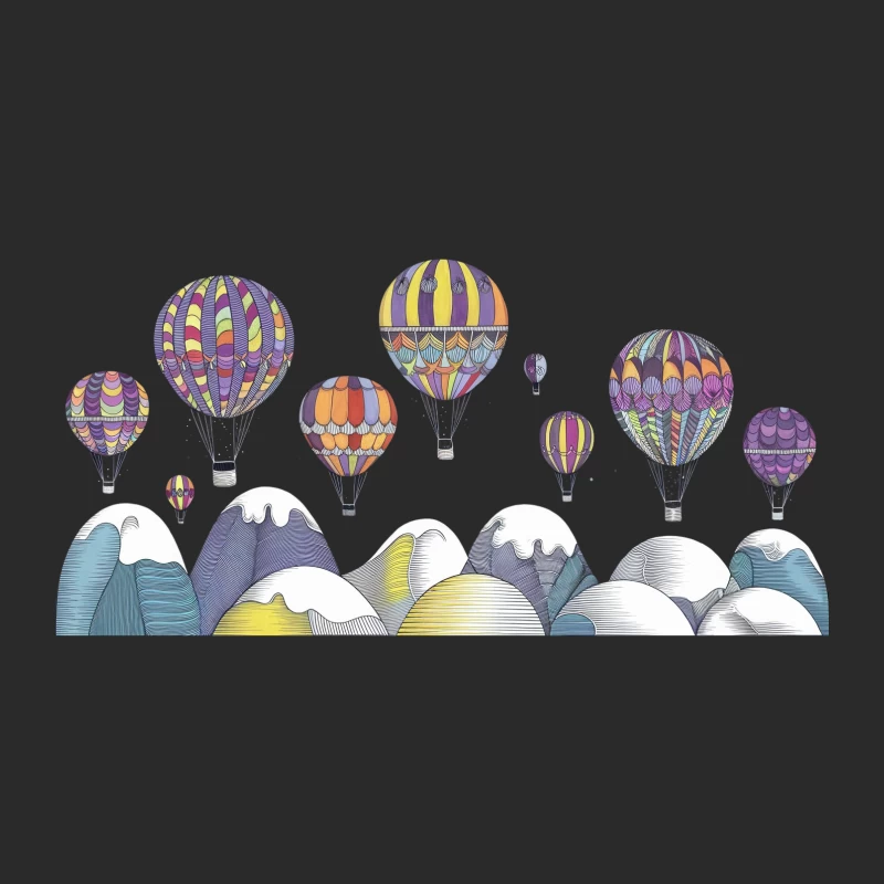 Whimsical Hot Air Balloons Over Colorful Mountain Landscape Baseball Cap