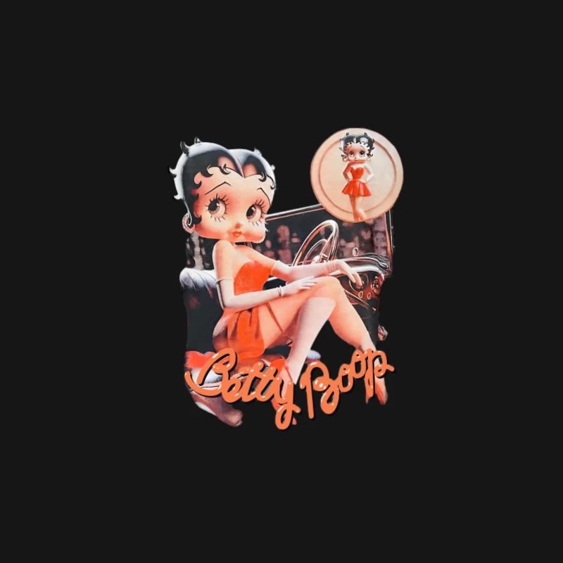 Betty Boop in Auto, Illustrazione Retrò e Cartoon Maglietta maniche lunghe Uomo