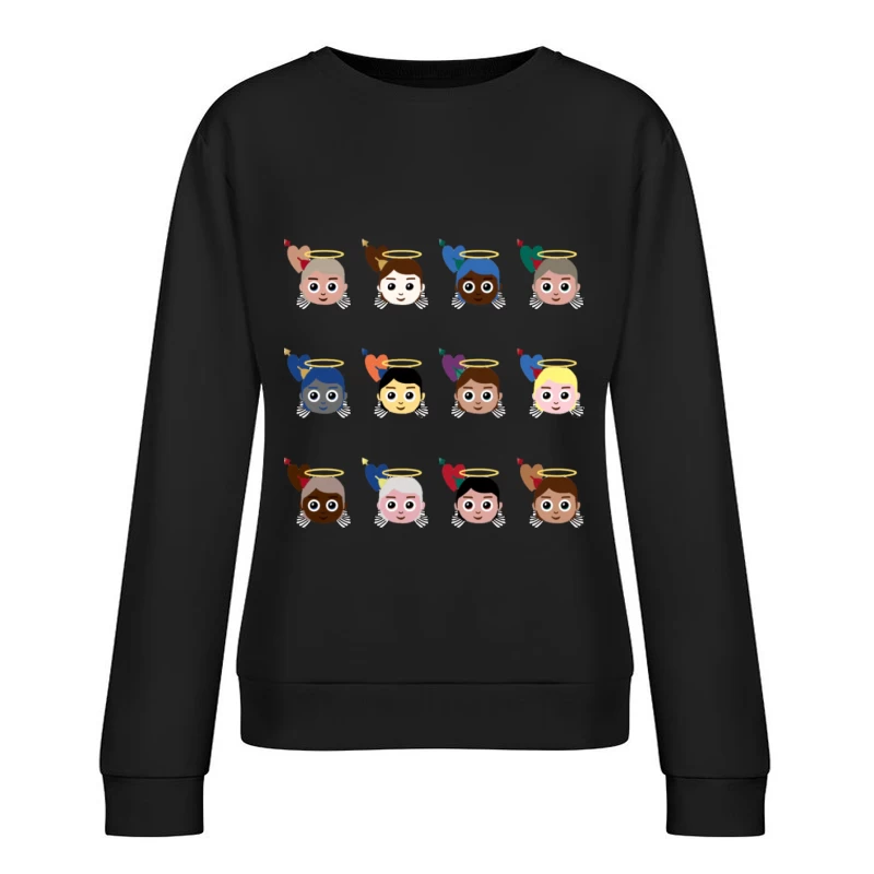 Kreative Engel-Emojis mit Heiligenschein Damen Pullover Sweatshirt