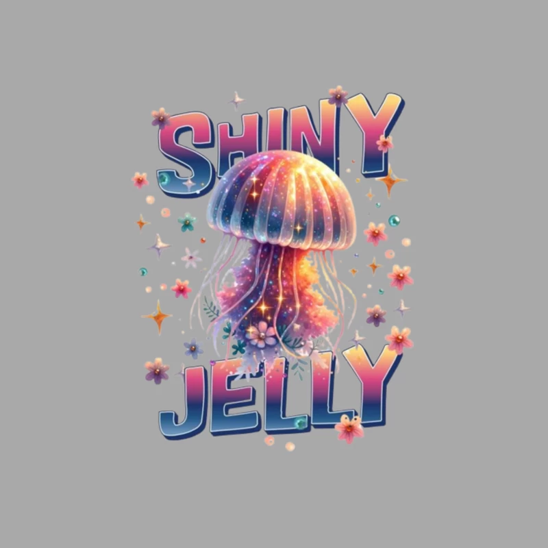 Shiny Jelly: Whimsical Watercolor Jellyfish Typography Art Male Pullover Hoodie