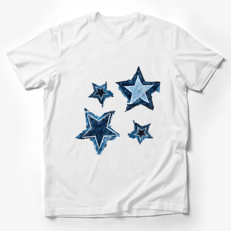 Blaue Sterne im künstlerischen Stil Herren T-Shirt