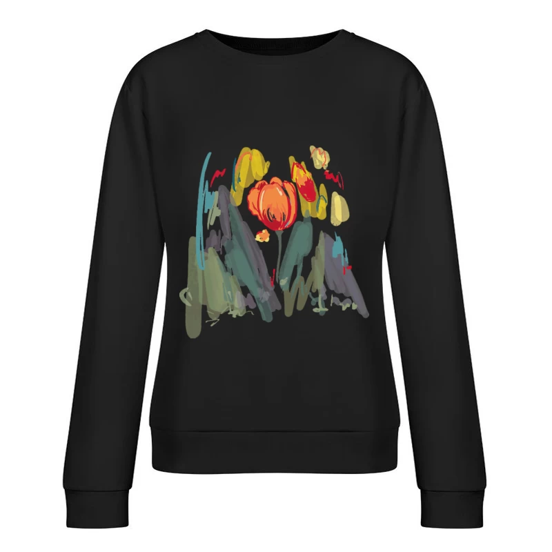 Bunte Blumenillustration Damen Pullover Sweatshirt