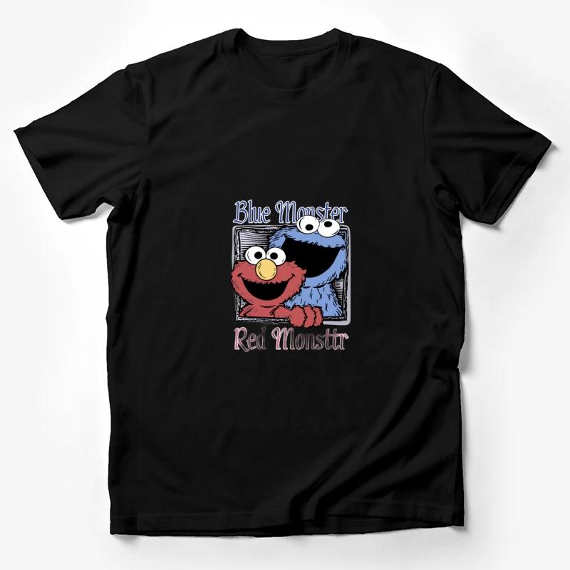 Blaues und rotes Monster Zeichnung Herren T-Shirt