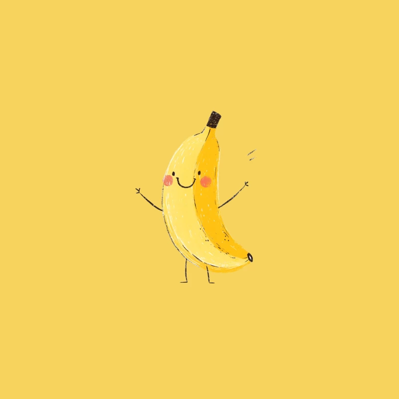 Cheerful Cartoon Banana Character Illustration Bucket Hat
