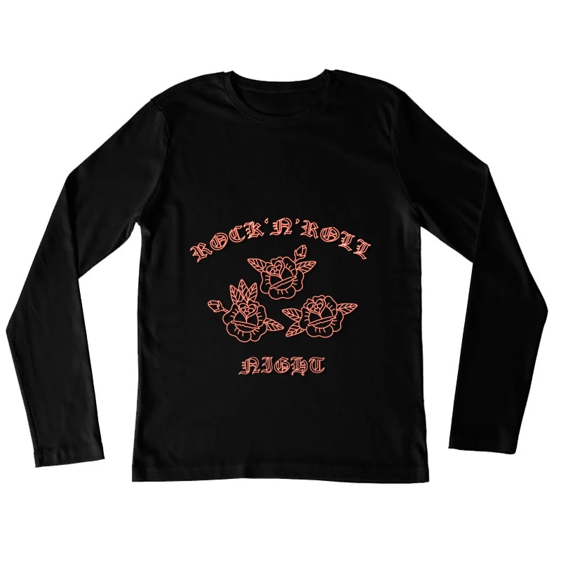 Nuit Rock'n'Roll avec Roses Femme Manches Longues T-Shirt