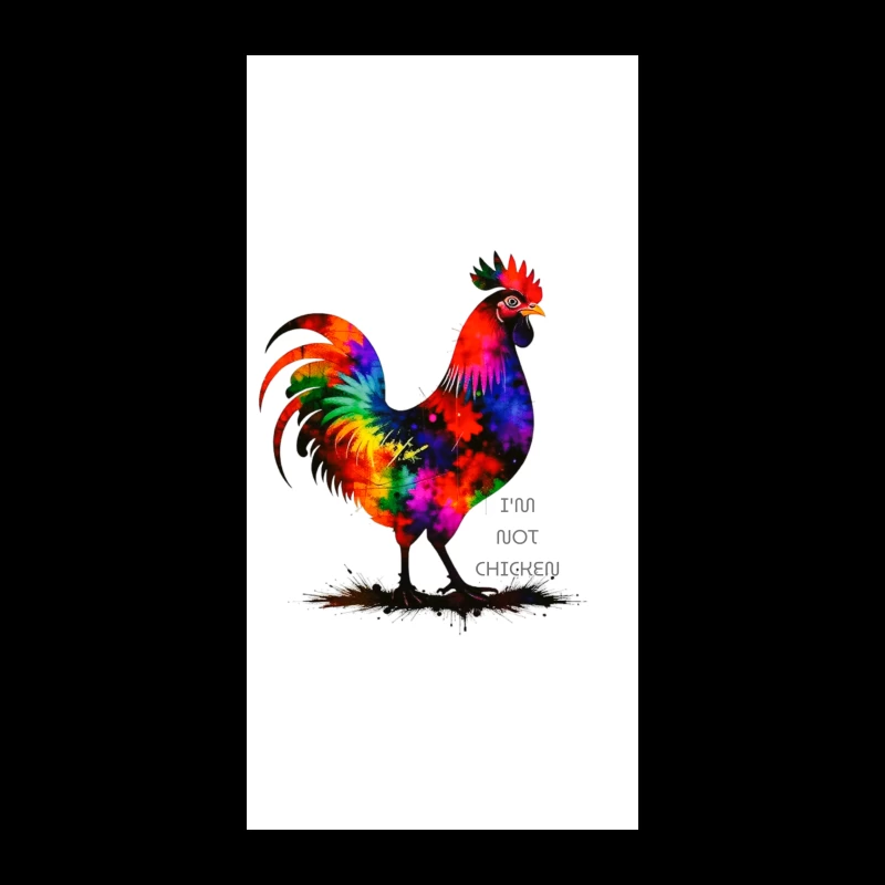 Rainbow Watercolor Rooster with Text iPhone Case