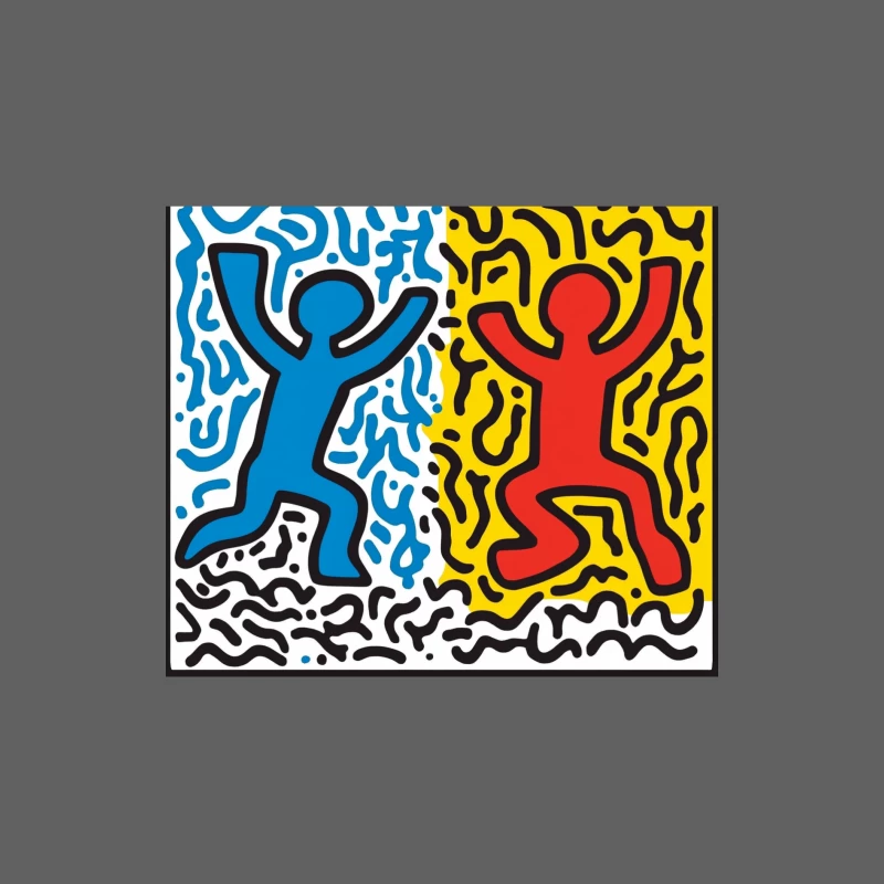 Keith Haring-Inspired Pop Art: Vibrant Dancing Figures Male Tank Top