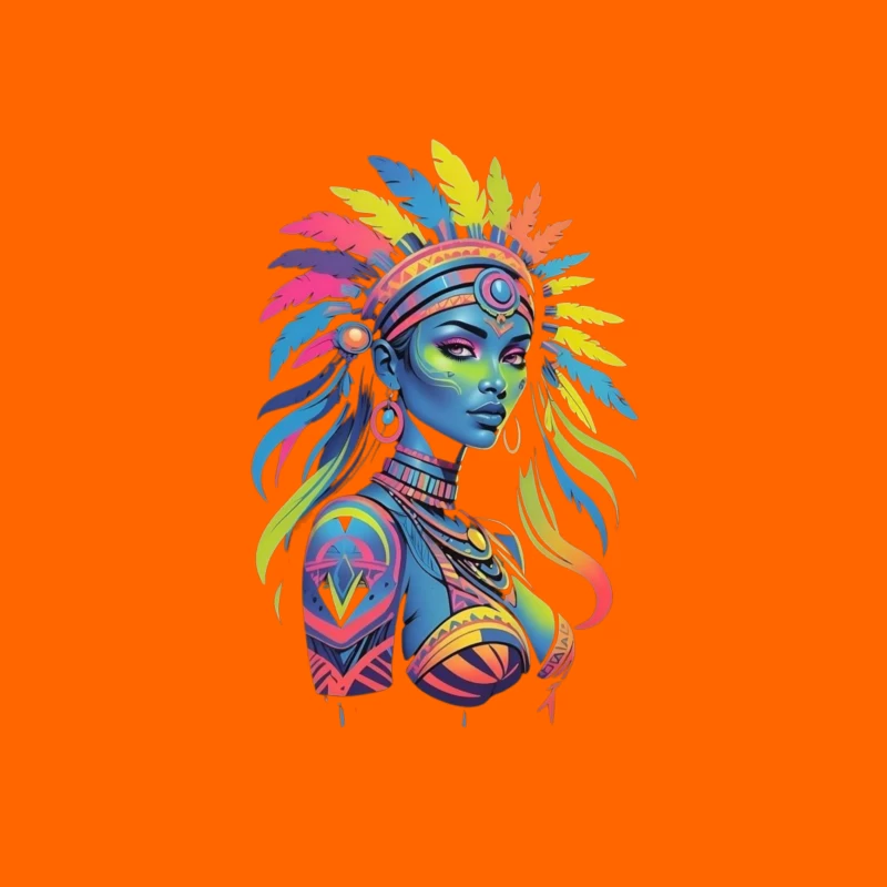 Colorful Tribal Portrait with Headdress iPhone Case