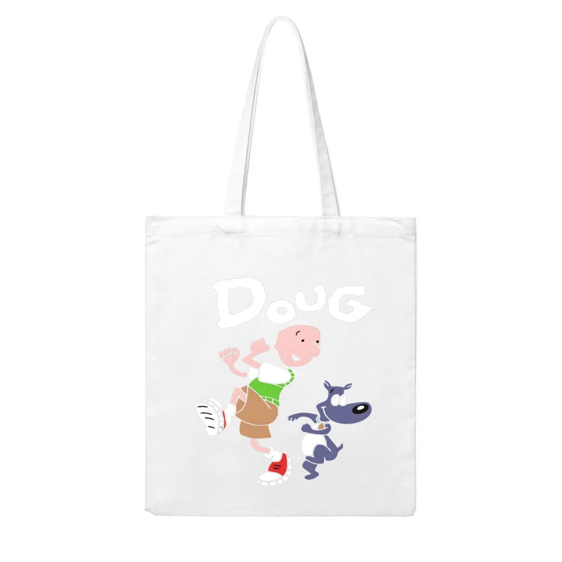 Cartoon Character Running with Dog Cotton Tote Bag