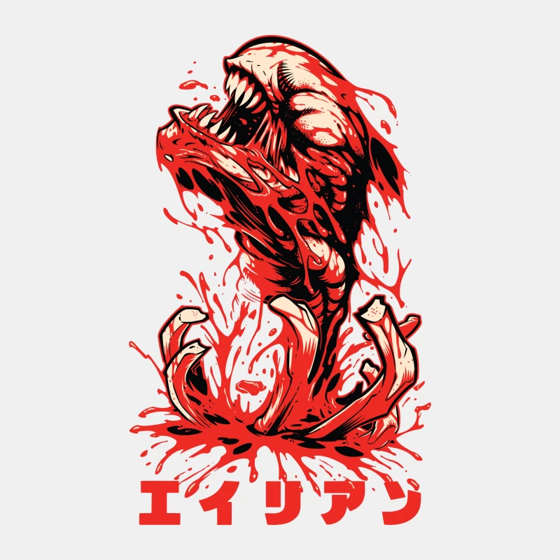 Horror Monster Illustration with Blood Male Tank Top