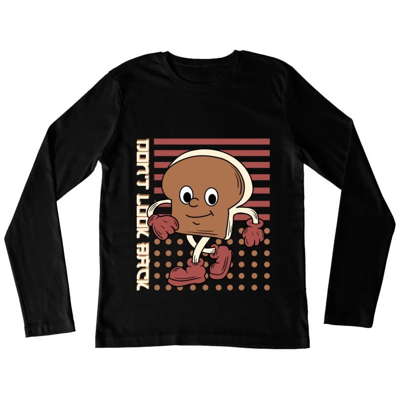 Cheerful Walking Bread Character Female Long Sleeve T-Shirt