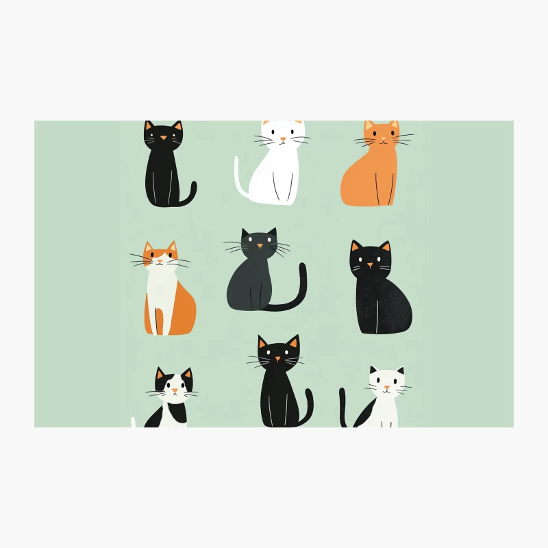 Minimalist Cartoon Cat Illustration: Cute Pet Vector Design Travel Mug