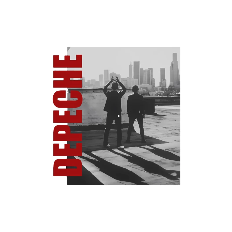 Depeche Mode Silhouettes Against City Skyline Throw Pillow