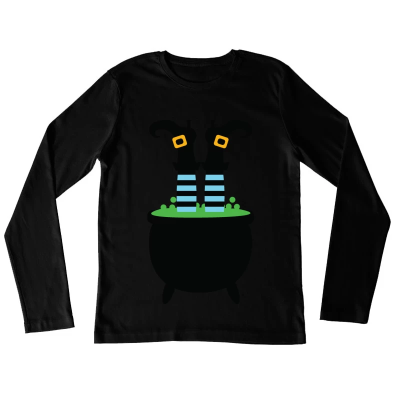 Sorcière dans un chaudron Femme Manches Longues T-Shirt