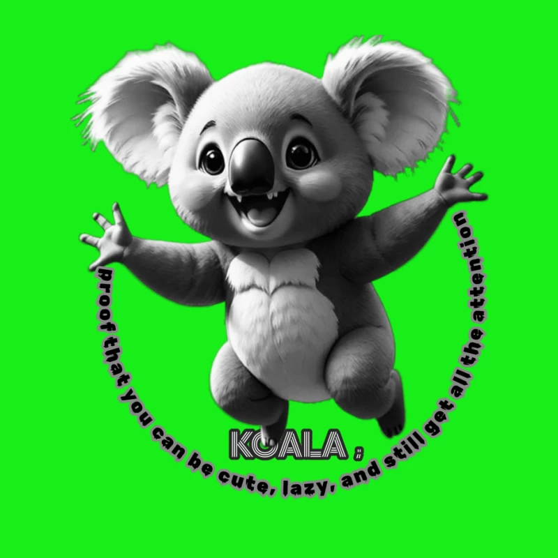 Cute Animated Koala Showing Joy and Attention Pin