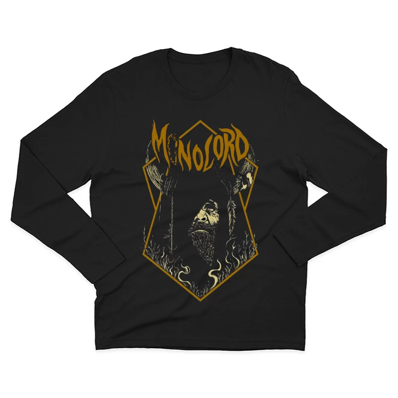 Minimalist Gold Gothic Logo with Bearded Figure Design Male Long Sleeve T-Shirt