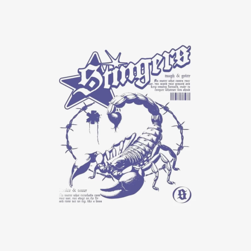 Design de scorpion avec étoile et fil barbelé Homme Manches Longues T-Shirt