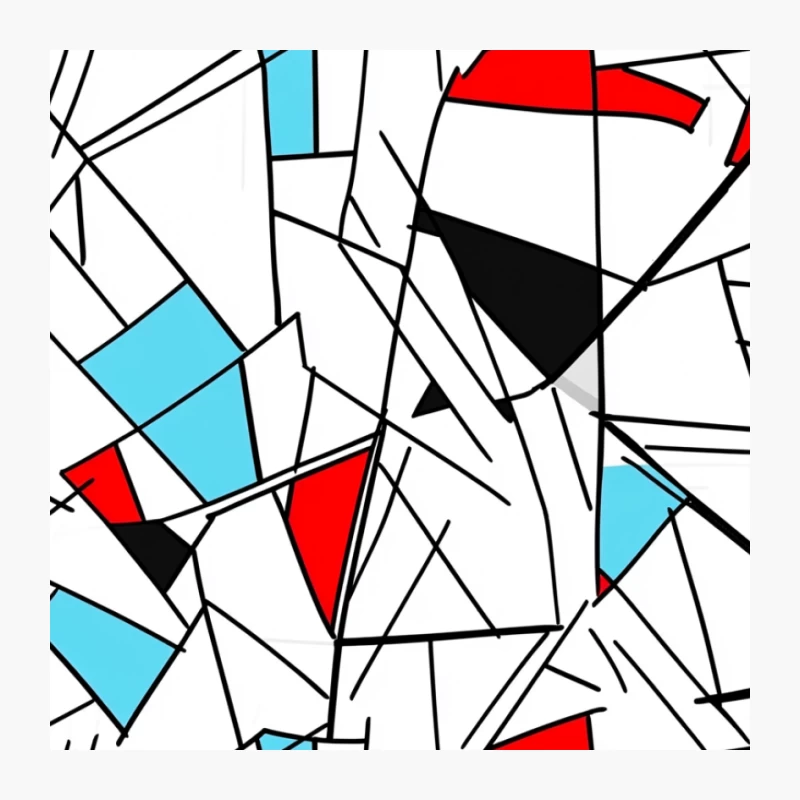 Modern Abstract Geometric Pattern in Red, Blue, White, and Black Pin