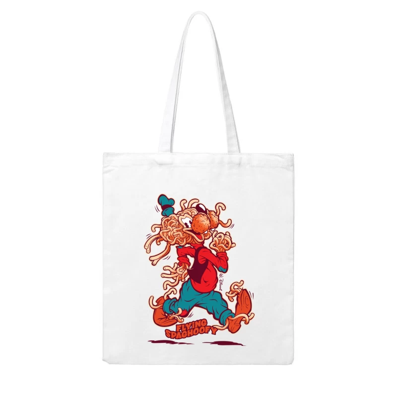 Whimsical Cartoon Character Made of Spaghetti Cotton Tote Bag