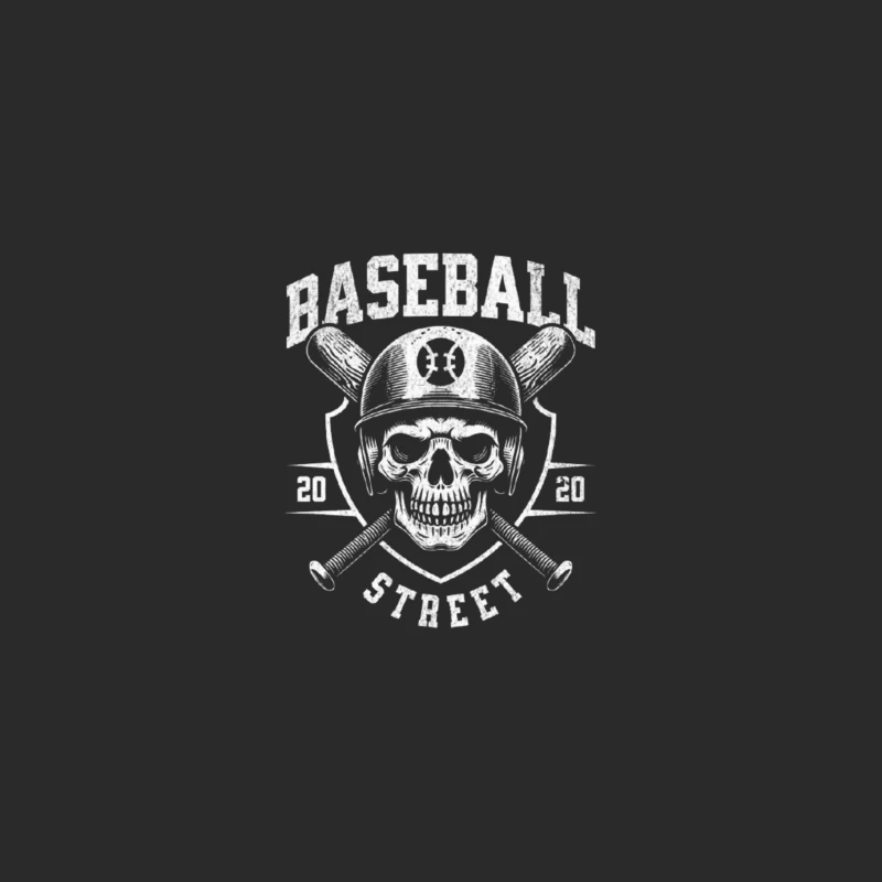 Vintage Baseball Skull with Crossed Bats Monochrome Logo Baseball Cap