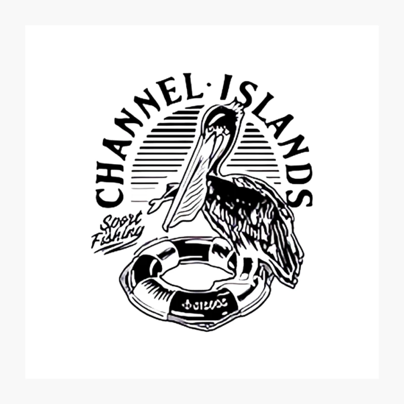 Channel Islands Sport Fishing Logo with Pelican and Life Preserver Pin