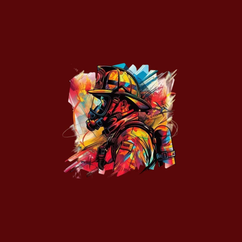 Colorful Portrait of a Firefighter Desk Mat