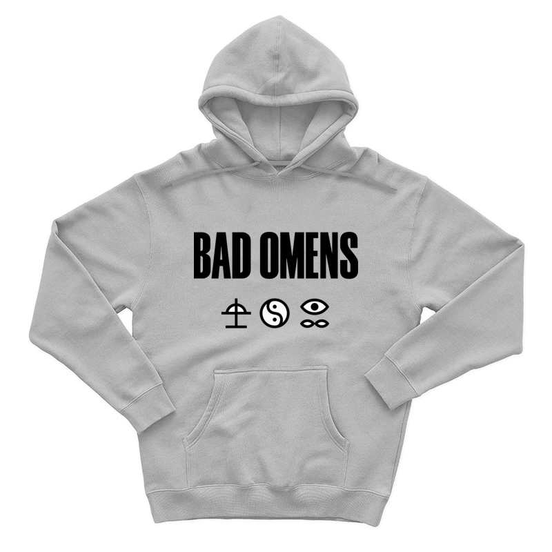 Bad Omens Band Logo with Mystical Symbols in Black and White Male Pullover Hoodie