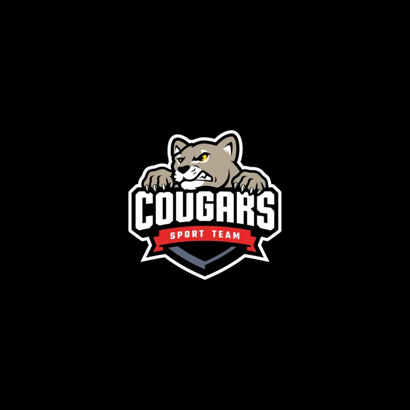 Fierce Cougar Sports Team Logo with Red Banner Desk Mat