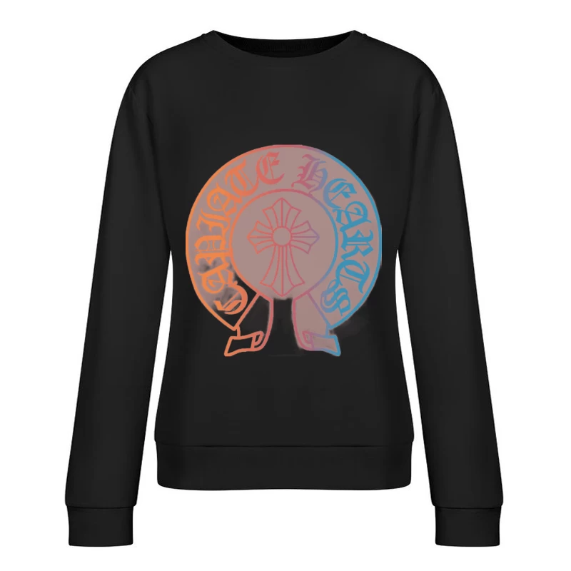 Gotisches Design mit Kreuz und Schriftzug Damen Pullover Sweatshirt