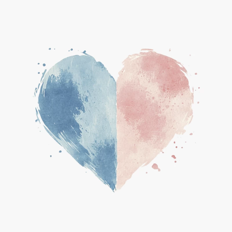 Pastel Watercolor Heart: Blue and Pink Romance Cotton Tote Bag