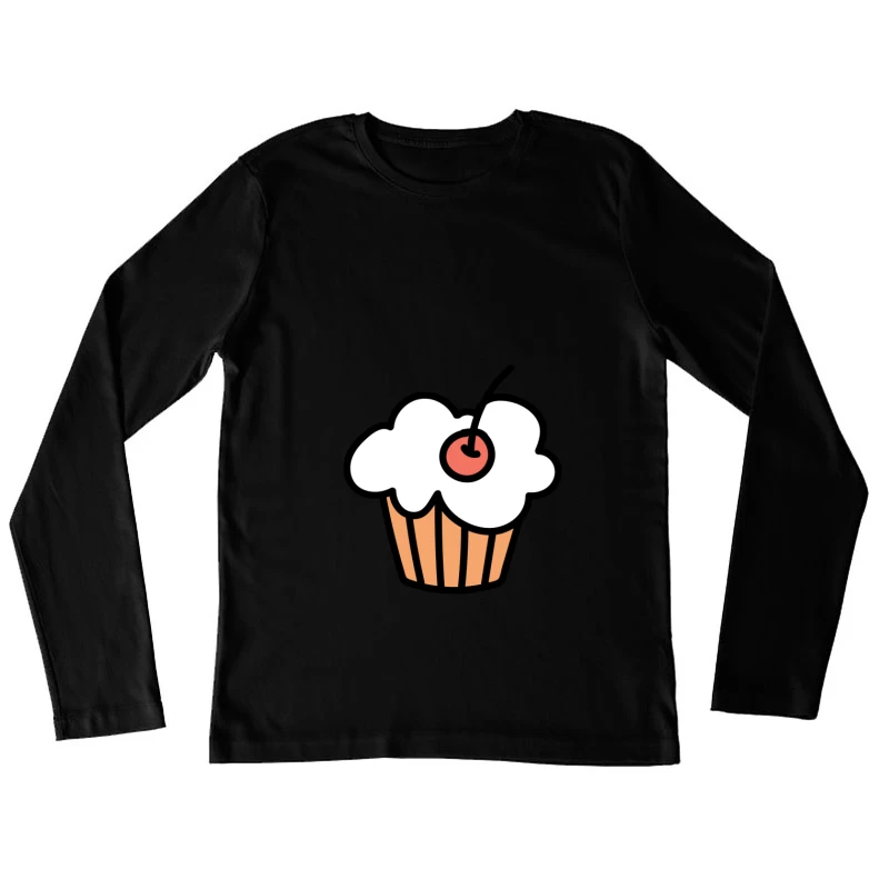 Cupcake avec Cerise Dessinée à la Main Femme Manches Longues T-Shirt