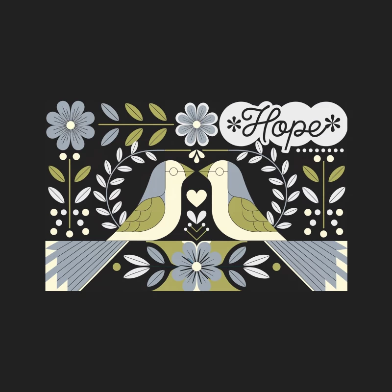 Hopeful Folk Art: Birds and Flowers in Symmetry Bucket Hat