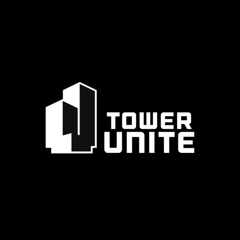 Minimalist Tower Unite Logo Design in Black and White Tapestry