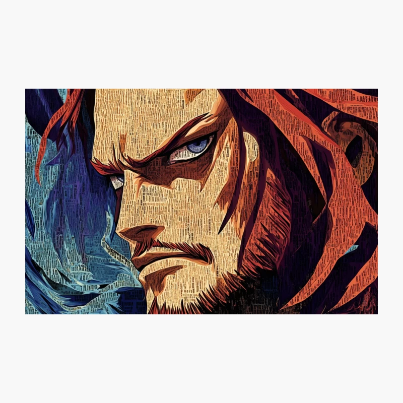 Intense Anime Warrior Portrait with Red Hair and Beard Travel Mug