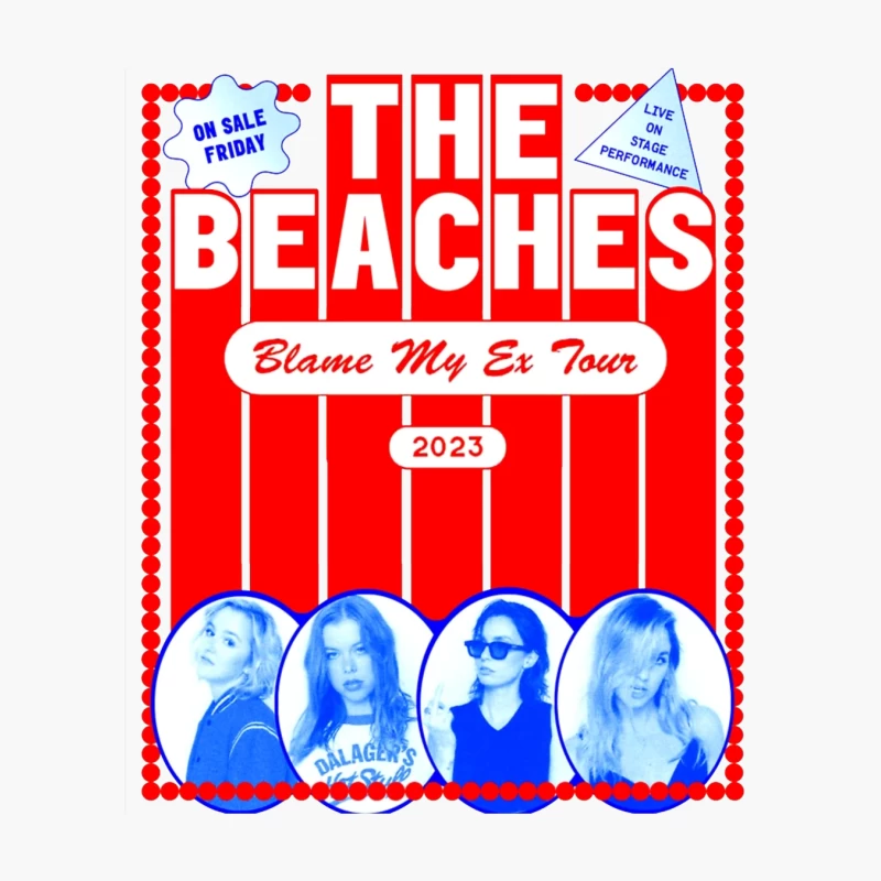 The Beaches 'Blame My Ex' 2023 Tour Retro-Style Concert Poster Cotton Tote Bag