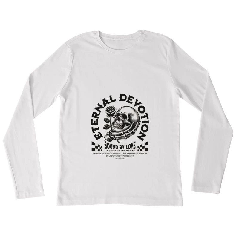 Dévotion Éternelle: Crâne et Rose Femme Manches Longues T-Shirt