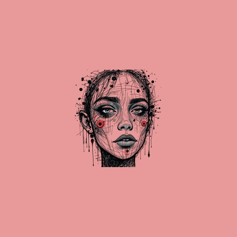 Futuristic Abstract Portrait Illustration Coffee Mug